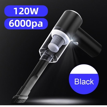 Aspirator auto fără fir reîncărcabil USB 6000Pa - negru
