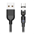 Cablu Încărcare Magnetic Rotativ USB2.0 / MicroUSB - 2M - Negru