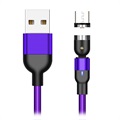 Cablu Încărcare Magnetic Rotativ USB2.0 / MicroUSB - 2M - Violet