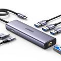 Ugreen CM512 7-în-1 USB-C Hub - 3x USB-A, 1x USB-C, 1x HDMI, 1x RJ45 - Gri