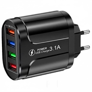 Încărcător Universal 4 Porturi USB cu Încărcare Rapidă - 48W - Negru