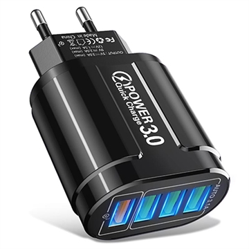 Încărcător Universal 4 Porturi USB cu Încărcare Rapidă - 48W - Negru