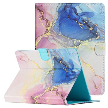 Universal Marble Model Marble Tablet Folio Case - 10" - Roz / Albastru