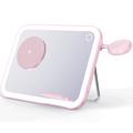 V22 3-in-1 încărcător wireless MagSafe cu oglindă de machiaj LED, lumină de noapte - roz