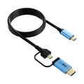 V292 Cablu convertor video 4K 60Hz USB-C la USB-C/HDMI 2.0 - 2m - negru / albastru