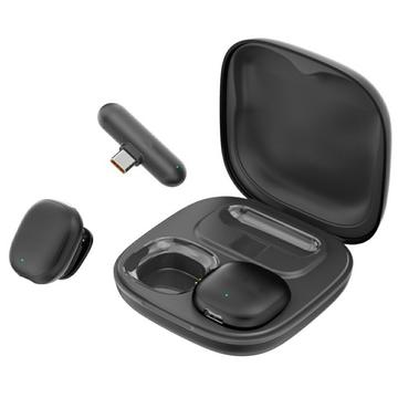 V36 Mini AI Noise Cancelling Wireless Lavalier Microfon cu receptor USB-C și carcasă de încărcare - Negru