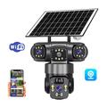 Cameră de securitate WiFi PTZ pentru exterior V380 Pro Solar cu 3 obiective și funcție de urmărire a persoanelor