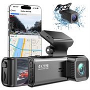 Set cameră video duală pentru bord V56 GPS - Cameră frontală 4K și cameră spate 2K - Negru