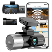 Cameră video pentru bord V58 cu 3 canale - 4K în față, 1080p în spate/în habitaclu, GPS, WiFi