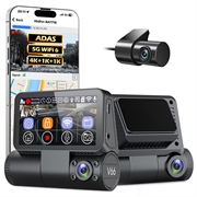 Cameră video pentru bord V66 cu 3 canale și GPS - 4K față, interior și spate - Negru