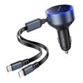 Încărcător auto rapid Vention FFOB0 PD 30W cu cabluri USB-C și Lightning - negru