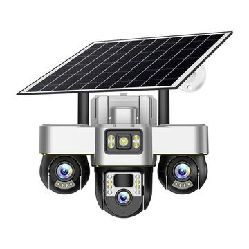 VTS30 V380pro Cameră de securitate solară cu trei lentile - EU Plug
