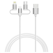 Cablu Verbatim Essentials 3-în-1 - USB-A la Micro-B, USB-C, Lightning - 18W, 1m - Alb