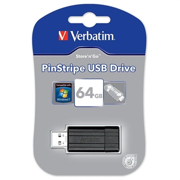 Stick USB Verbatim PinStripe - Negru - 64 GB