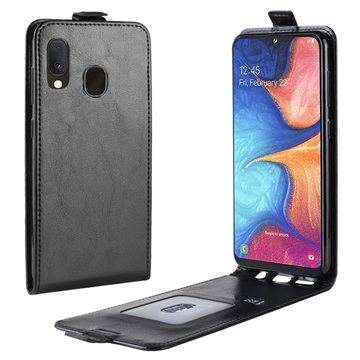 Husă cu clapă verticală pentru Samsung Galaxy A20e cu slot pentru card - neagră