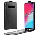 Husă cu rabat vertical Samsung Galaxy S10 5G cu suport pentru card - neagră