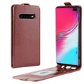 Husă cu rabat vertical Samsung Galaxy S10 5G cu suport pentru card - maro