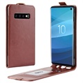 Husă cu clapă verticală pentru Samsung Galaxy S10 cu slot pentru card - maro