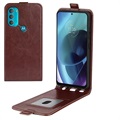 Husă Flip Vertical Cu Slot Card Motorola Moto G71 5G - Maro