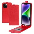 Husă Flip Vertical iPhone 15 Plus - Slot Card - Roșu