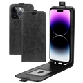 Husă Flip Vertical iPhone 15 Pro - Cu Slot Card - Negru