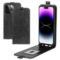 Husă Flip Vertical iPhone 15 Pro Max - Slot Card - Negru