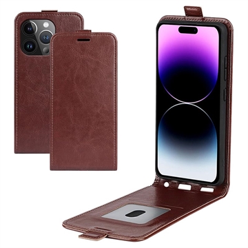 Husă Flip Vertical iPhone 15 Pro Max - Slot Card - Maro