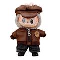 Set de costume stil aviator vintage pentru păpușa Labubu 17cm - 5 buc. - Cafea