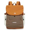 Rucsac din pânză de capacitate mare Vintage Color Block - portocaliu / kaki