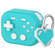 AirPods Pro 3 Vintage Game Console Style Plastic Case cu pandantiv inimă - albastru