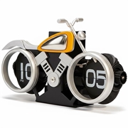 Ceas de birou mecanic cu flip pentru motociclete de epocă - argintiu / portocaliu