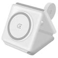 Stație de încărcare wireless pliabilă 3-în-1 W-126 - Alb