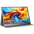 Monitor portabil W156U2 de 15.6", Full HD, cu husă detașabilă din piele – negru