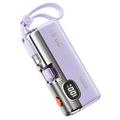 Baterie externă Wekome G12X de 5000mAh cu afișaj LED, cabluri USB-C și Lightning - 22.5W - Violet