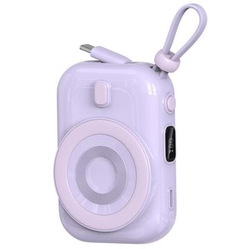WIWU Wi-P041 Power Bank magnetică fără fir Snail Mic cu cablu USB-C - 15W/9600mAh - Violet