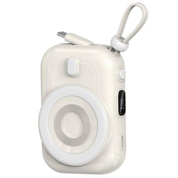 WIWU Wi-P041 Power Bank magnetică fără fir Snail Mic cu cablu USB-C - 15W/9600mAh - Alb