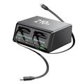 Stație de încărcare WLX-60E 210W GaN cu 2 cabluri USB-C retractabile