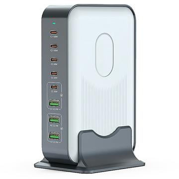 Stație de încărcare de birou cu 8 porturi GaN WLX-F8B pentru laptopuri, tablete și telefoane - 200W