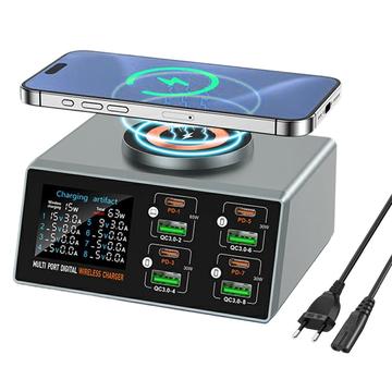 Stație de încărcare de birou 9 în 1 WLX-X9S - 140W, USB-C, USB-A și încărcare wireless