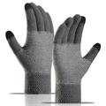 WM 1 pereche de mănuși unisex tricotate tricotate mănuși calde Touch Screen Stretch Mittens Knit Lining Gloves - Grey