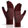 WM 1 pereche de mănuși unisex tricotate tricotate mănuși calde Touch Screen Stretch Mittens Knit Lining Gloves - vin roșu