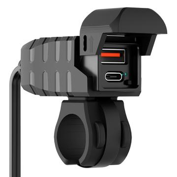 WUPP CS-2100A1 Încărcător rapid pentru motociclete cu două porturi USB-A și Type-C cu voltmetru LED