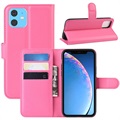 Husa portofel pentru iPhone 11 cu inchidere magnetica - roz aprins