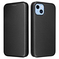 Husă Portofel iPhone 14 - Fibra De Carbon - Negru