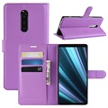 Husă portofel pentru Sony Xperia 1 cu funcție de suport - violet