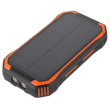 Baterie Externă Solară Rezistentă la Apă cu Încărcător Wireless - 30000mAh - Portocaliu