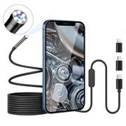 Cameră endoscopică impermeabilă de 8 mm pentru iPhone, iPad, telefoane inteligente, tablete - 3m