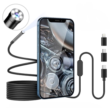 Cameră endoscopică impermeabilă de 8 mm pentru iPhone, iPad, telefoane inteligente, tablete - 3m
