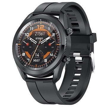 Ceas Smartwatch Impermeabil cu Monitor Ritm Cardiac L16 - Silicon - Negru