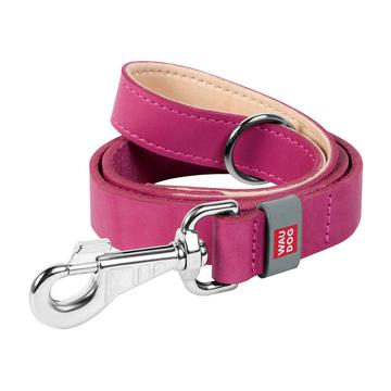 Waudog Lesă clasică din piele pentru câini - 20mm, 122cm - Roz